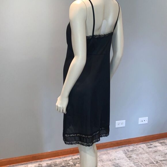 Vintage Slip Dress Black Lace Lingerie Sliperfection Nylon Tricot Antron III - Picture 6 of 11